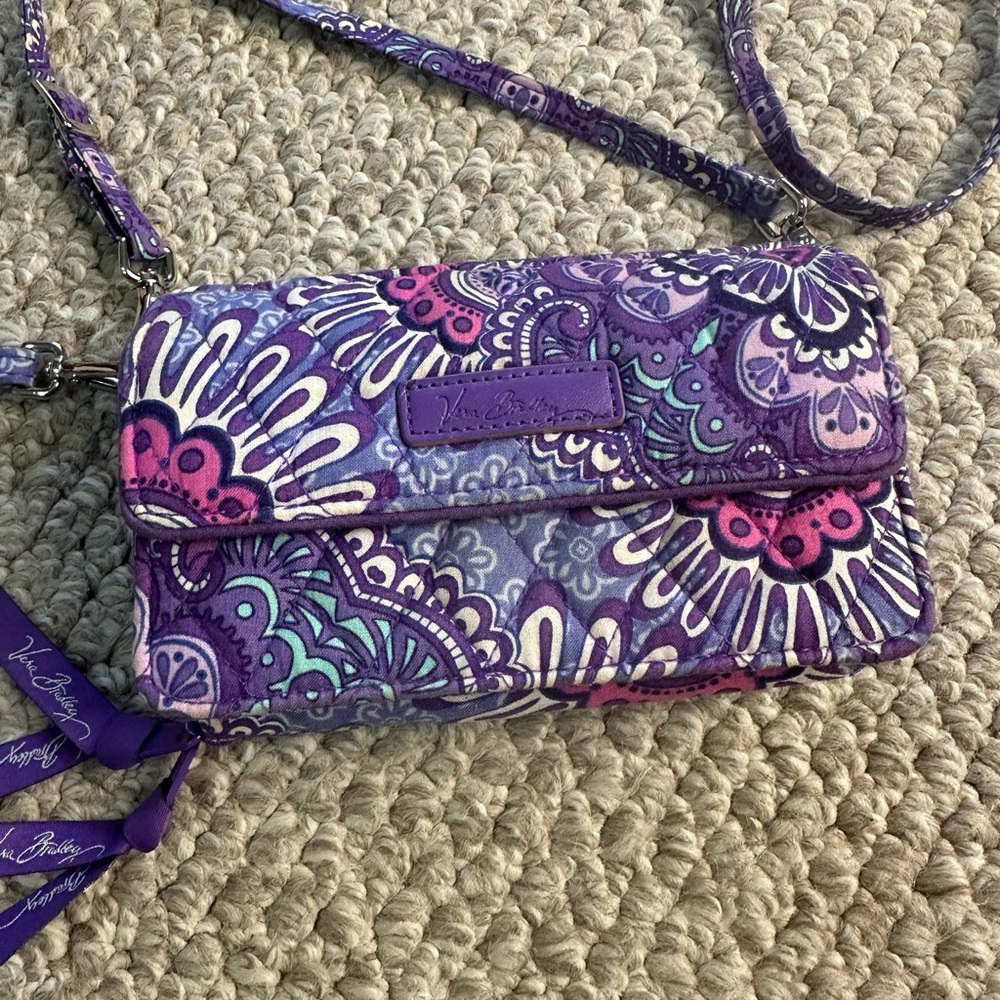 Vera Bradley Lilac Tapestry Crossbody/Wristlet Bag - Picture 2 of 13